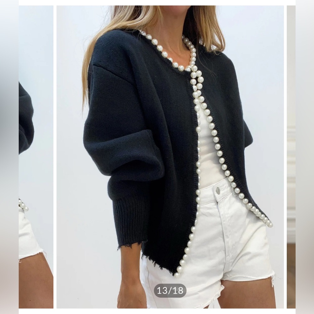 Ripped hem pearl cardigan size S